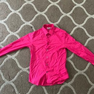 Pink Express Fitted Button-Up Collard Shirt